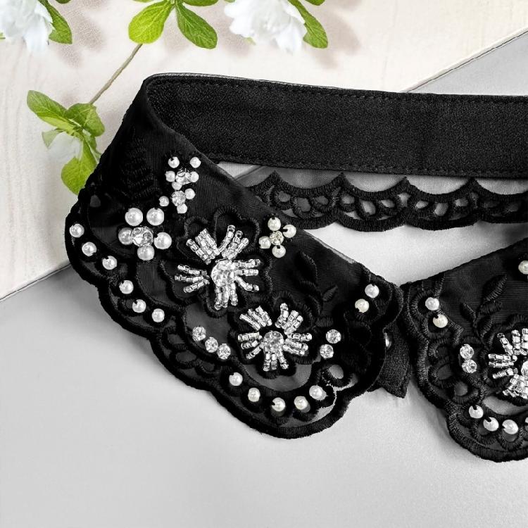 Элегантный многоразовый ложный воротник, украшенный искусственным жемчугом, удобный полиэстер, улучшитель воротника для деловой встречи