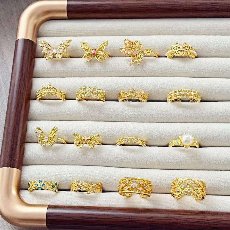 Средневековая Роскошь Высококлассное Ажурное Кольцо Открытое Кольцо Бабочка Женственность Нишевый Дизайн Ретро Кольцо