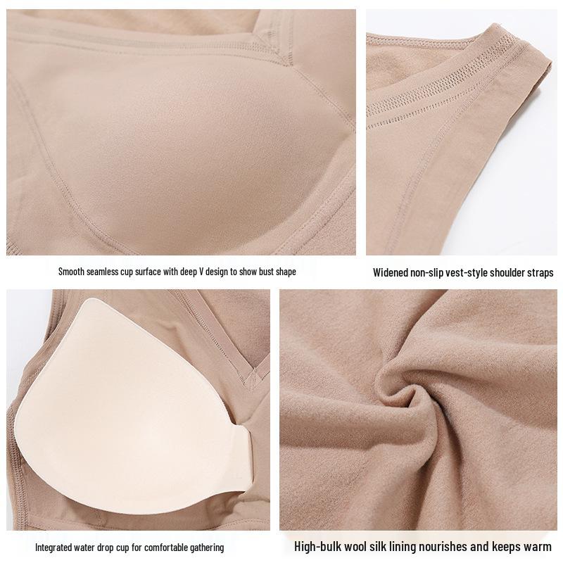 Women's Seamless Quick-Warm Sleeveless Vest with Puffed Wool and Silk