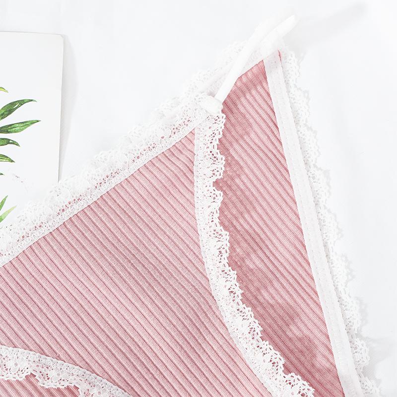 Sweet Girl Panties Lace Edge Thin Waistband Cotton Crotch Briefs