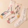 3 пары чулок из стекла с высокой стоимостью для девочек-цветочниц с тюльпанами удобные, мягкие, дышащие и милые женские длинные носки
