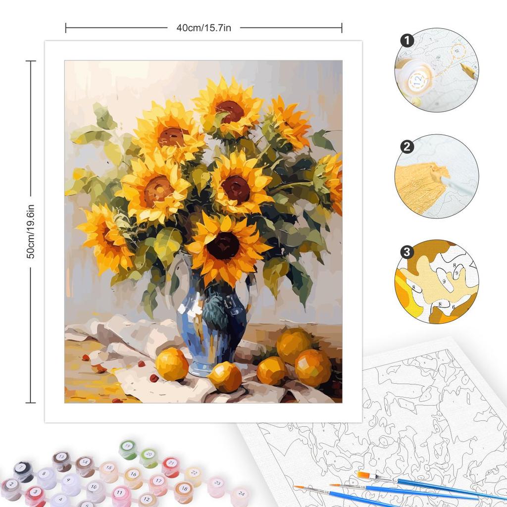 Рамка «сделай сам», картина по номерам, подсолнух, акриловая краска по номерам для взрослых, картина, настенное искусство, холст, 40x50 см