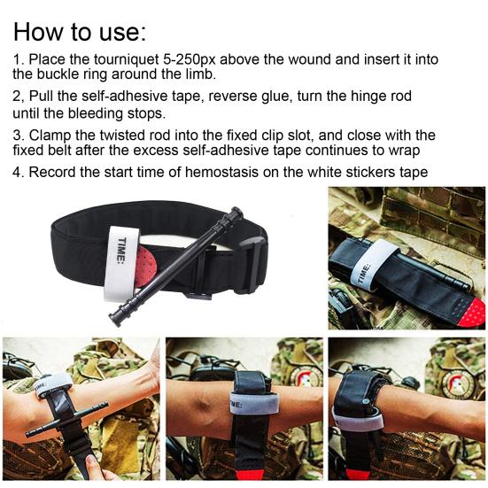 Тактический жгут с застежкой-лентой Легкий портативный универсальный одноручный медицинский боевой жгут для оказания первой помощи