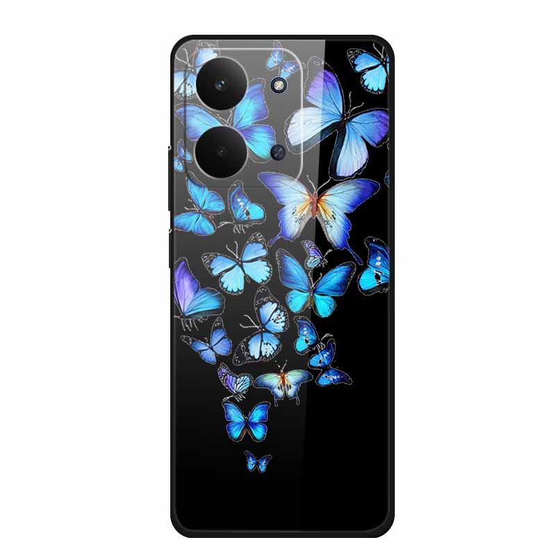 Glass Back Cover For Redmi 15C 4G Case 15 C Cute Cartoon Hard Tempered Glass Case Soft Bumper For Redmi 15C Cases Coques Fundas