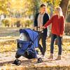 Foldable Dog Stroller, Dog Pushchair with Braked Wheels, Cup Holder, Storage Basket and Removable and Washable Padding, for Pets up to 10 kg, Blue