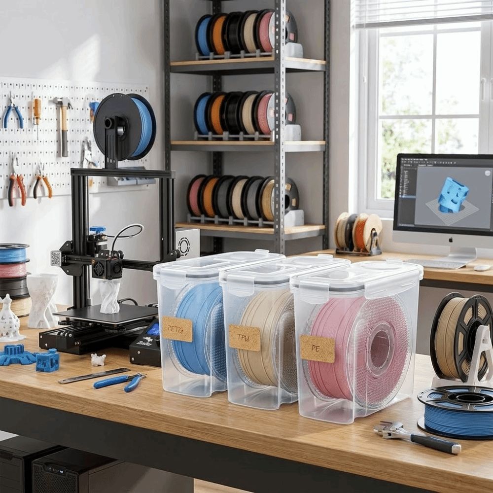 4Pcs Airtight 3D Printing Filament Container Dustproof Filament Storage Organizer Sealing