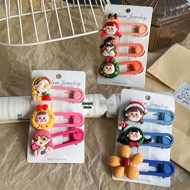 Adorable Christmas Cartoon Girl Flower Hair Clip Duckbill for Baby Bangs