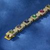 Luxury Copper Jewelry Women Bracelets 14K Gold Plated Square Multicolor Zircon Bracelet