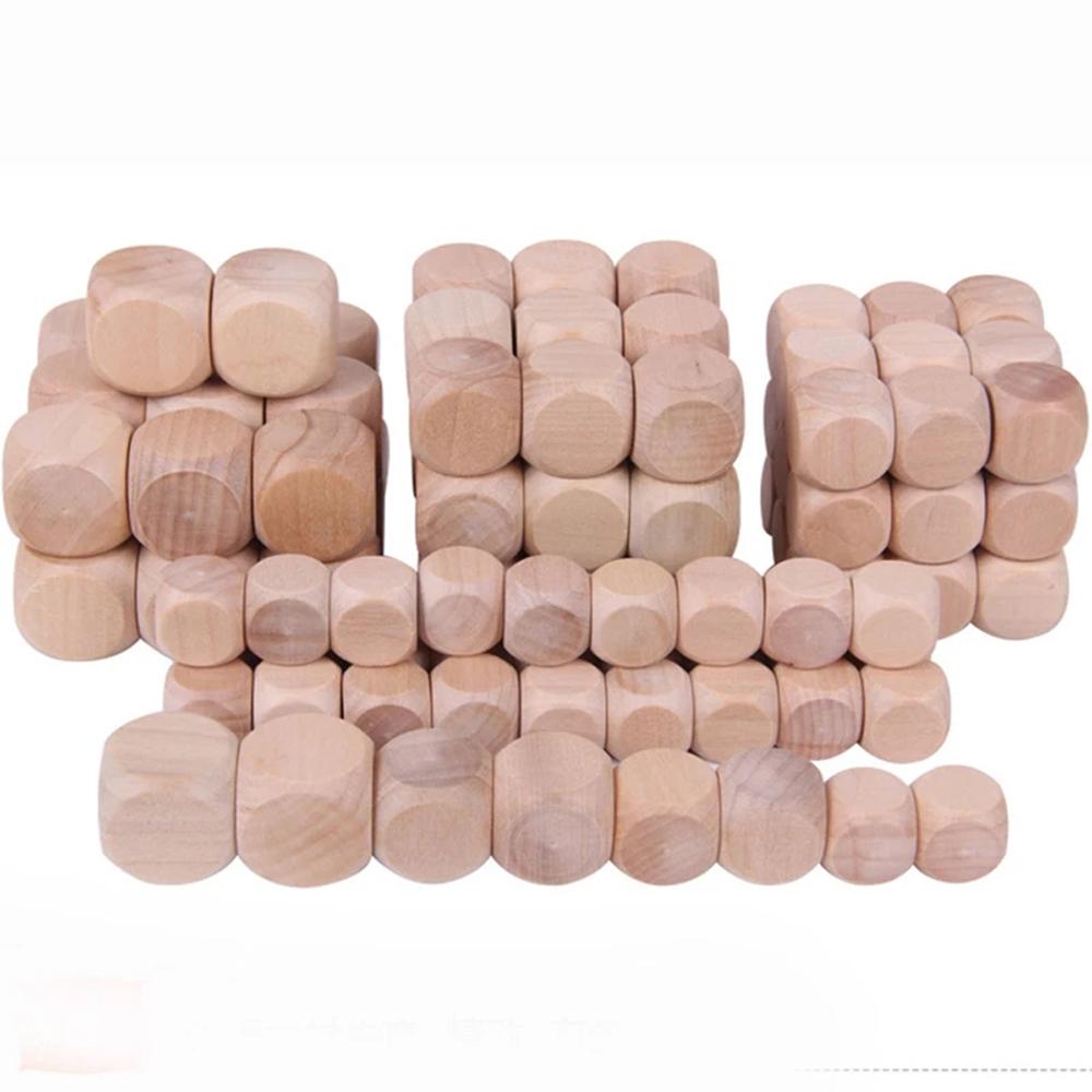 for Children Graffiti Engraving Family DIY D6 Dice Wood Cube Dices 6 Sided Blank Dice Wood Dice