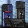 Card Holder Slide Camera Ring Phone Case For OPPO C21Y C11 C31 C35 9 8 Pro 8i 9i A5 A9 A53 A52 A54 A74 A94 4G Military Grade Shockproof Armor Cover