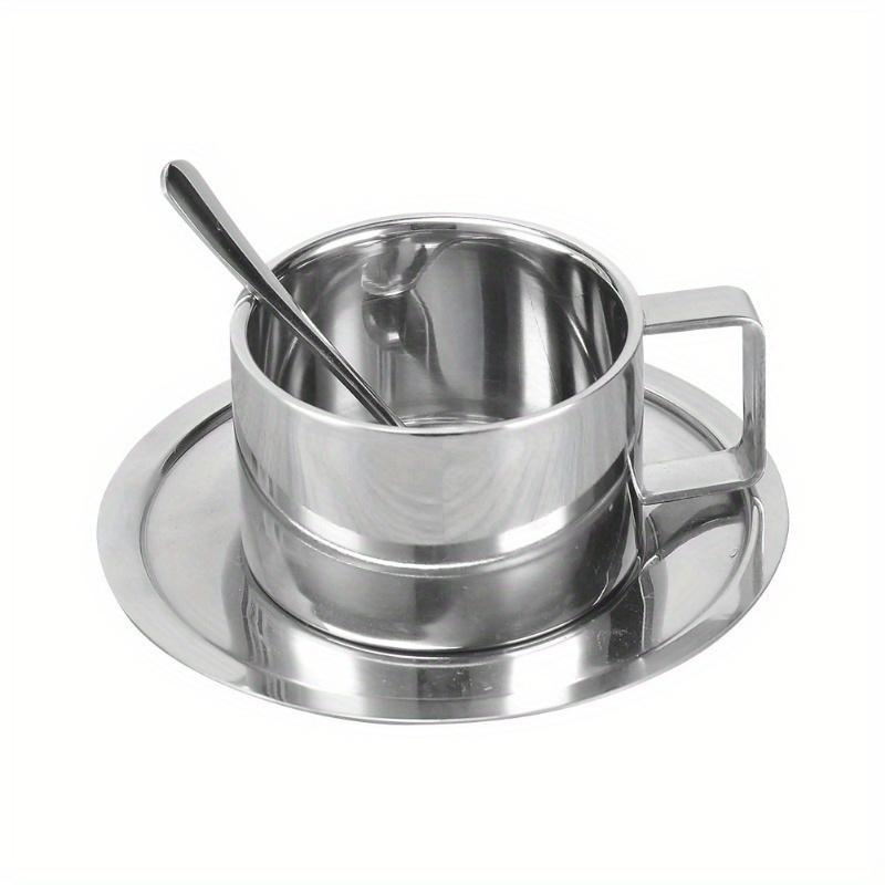 Высококачественная кофейная чашка из нержавеющей стали, чашка для воды, чашка для перемешивания, кружка/чашка для молока с тарелкой и ложкой