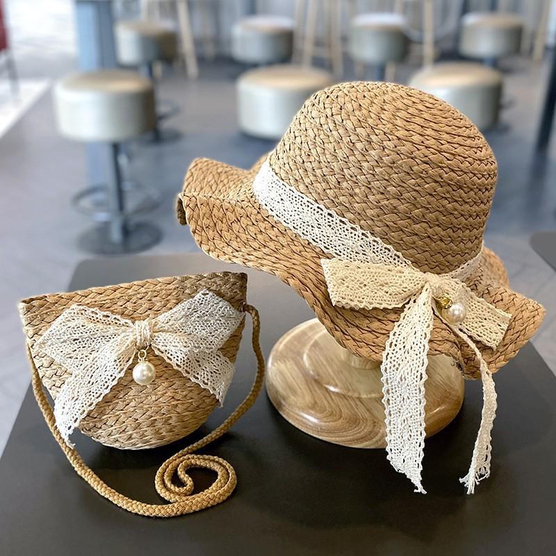 Summer Children's Sun Protection Beach Straw Hat Princess Girl's Vacation Woven Sun Hat