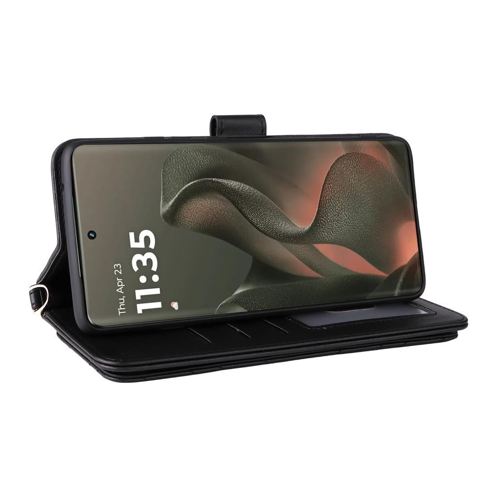 For Motorola Edge (2025) 5G/Edge (Gen 6) Case with Shoulder/Wrist Strap Leather Phone Cover Stand Wallet