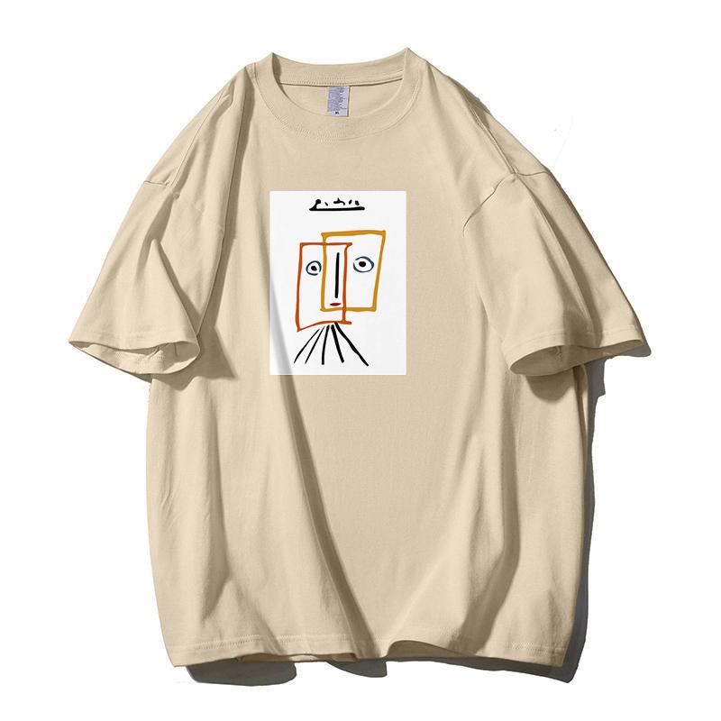 Shellsuning футболка с мультяшным принтом женская летняя модная повседневная простая простая футболка с коротким рукавом из 100% хлопка мягкие футболки женские негабаритные базовые топы для пар