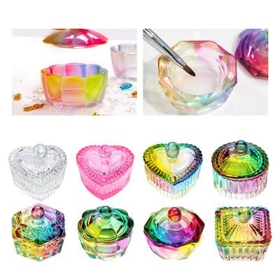 Nail Art Aurora Красочный Nail Art Crystal Cup Стеклянный с крышкой Crystal Cup Цветной позолоченный Crystal Cup