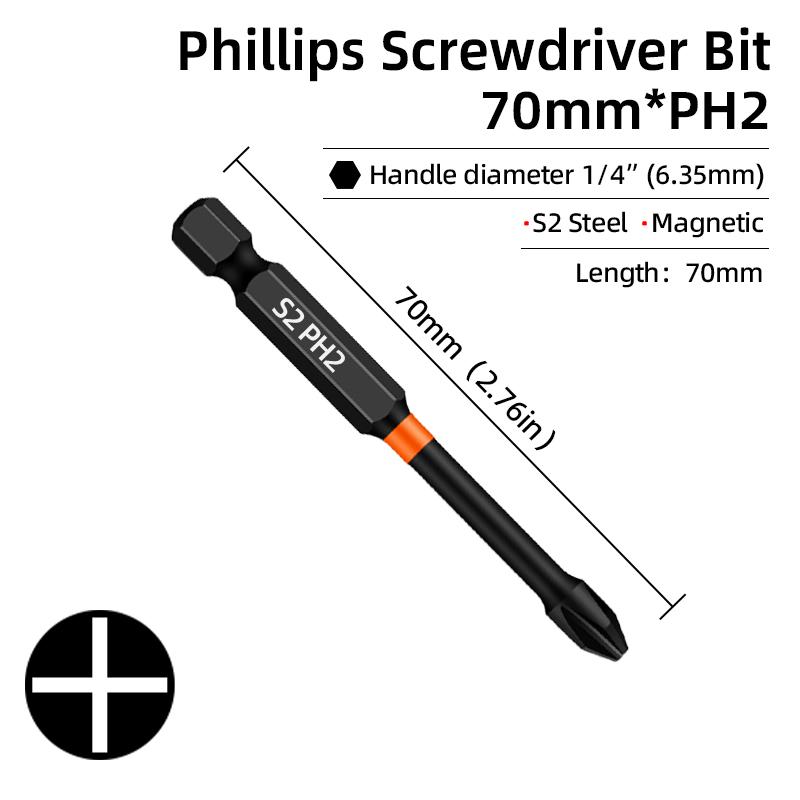 PH2 Ударная сильная магнитная отвертка с крестообразной головкой высокой твердости, крестовая отвертка, бит, электрическая отвертка, набор шестигранников