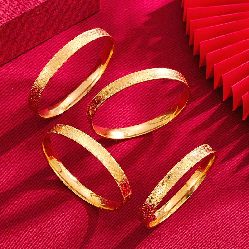 Gold-Plated Dragon Scale Polka Dot Bracelet - Unisex, Multiple Sizes, Traditional Craftsmanship, National Style Jewelry