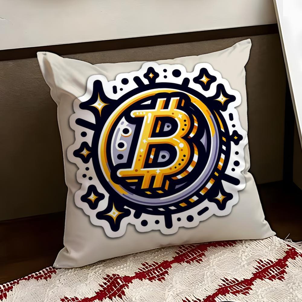 BBitcoin Криптовалюта Btc Наволочка Двусторонняя Мягкая Прочная Подушка Чехол для Дома Автомобиля Многосценарное Использование для Ежедневного Комфорта