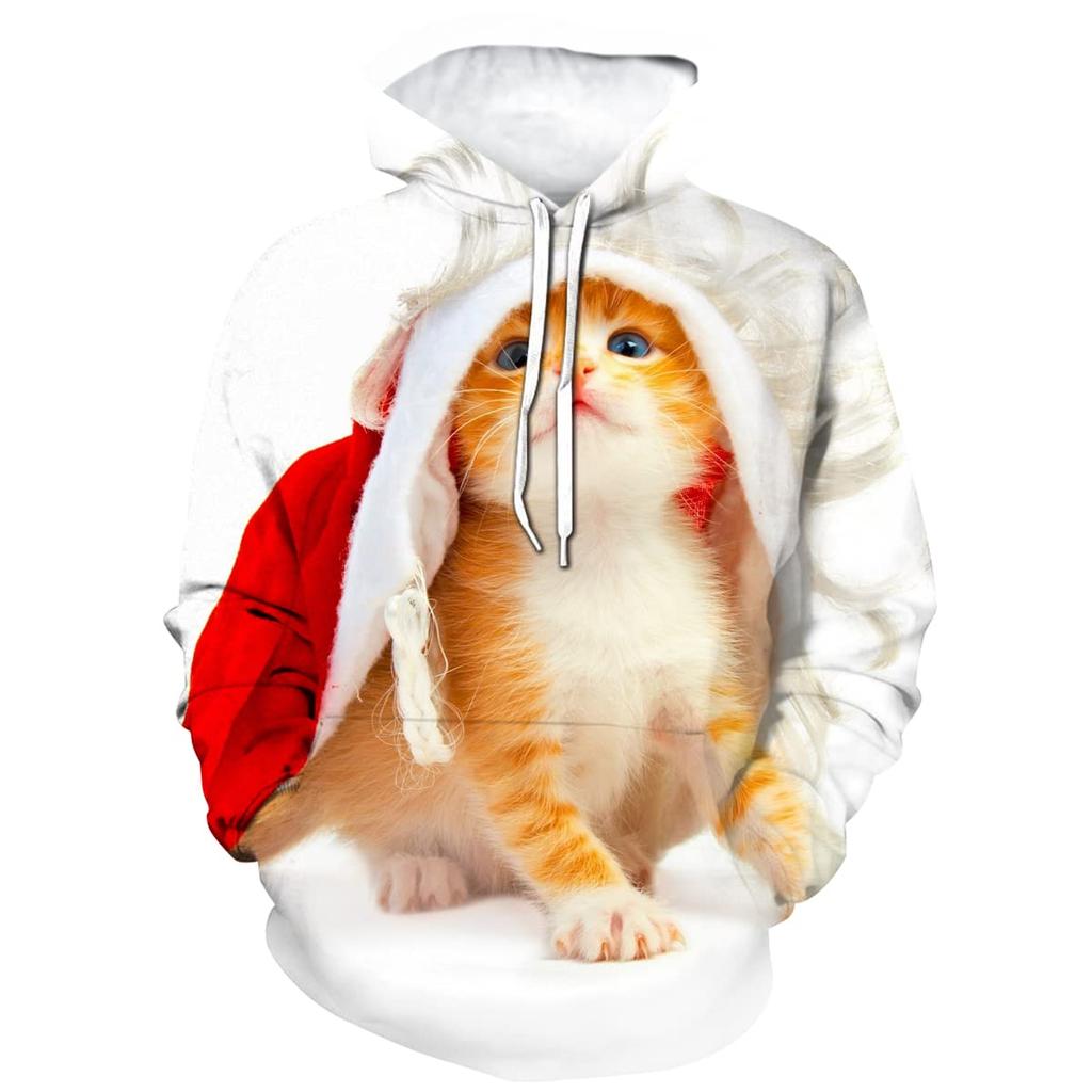 Осенние толстовки с капюшоном Cat 3D Print Женская уличная одежда Мужская мода Животный узор Толстовка Пуловеры Толстовка с капюшоном Оверсайз Молодежная одежда