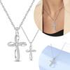 Оригинальное медное ожерелье с деликатным крестом и белым цирконом, красивое религиозное, юбилейное, изящное подарочное украшение