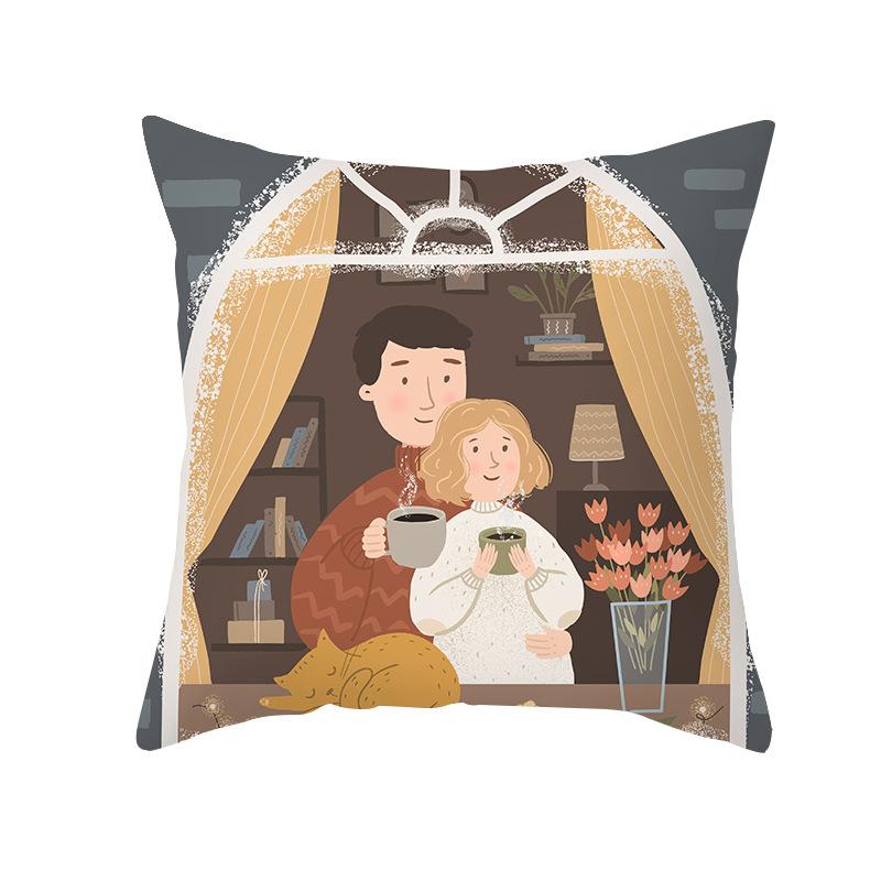 Valentine'S Day Throw Pillow Cover For Home Sofa Armrest Cover Short Plush Printed Cushion Cover For Living Room And Bedroom