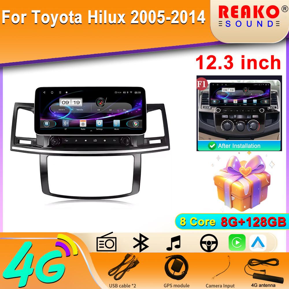 Android экран 12.3INCH DSP RDS для Toyota Hilux 2005-2014 автомобильный радиоприемник мультимедиа видеоплеер GPS Carplay стерео 4G 5G WIFI