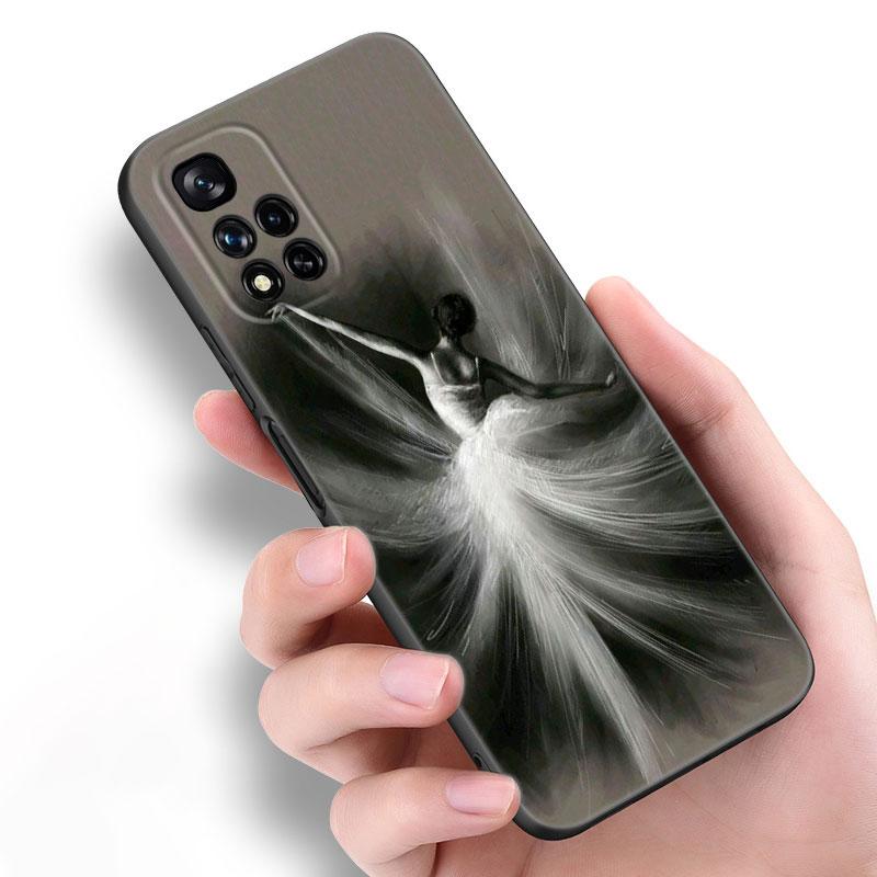 Ballet Girl Black Silicone Phone Case For Xiaomi POCO X3 X4 NFC F5 M3 M4 M6 X5 X6 Pro F3 F4 GT 5G C55 C65 M5