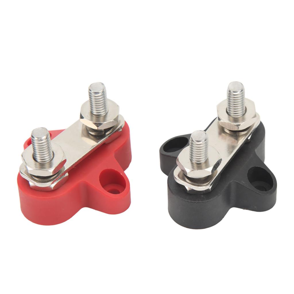 2pcs Power Distribution Terminal Block 48V M6 Positive Negative 2 Studs Battery Junction Block