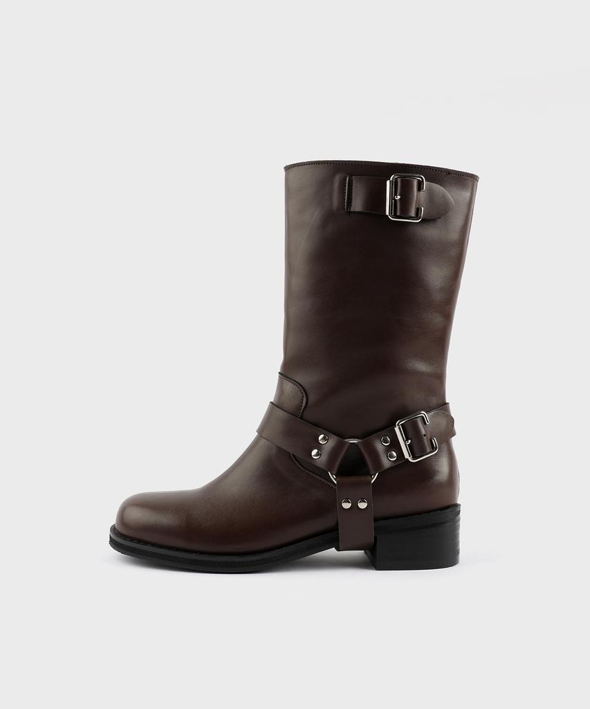 Moodnight Simon 2-Way Biker Mid-Calf Boots - Detachable Belt / 3 Colors 4Cm