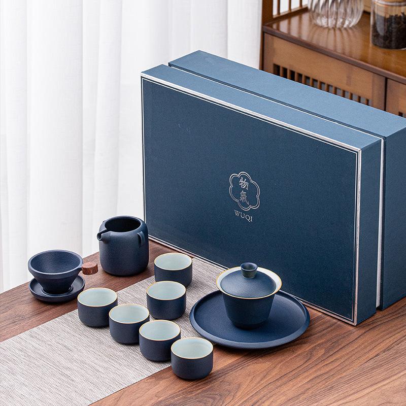 Creative ceramics Ru kiln Lubao Kung Fu tea set gift box for home use, suitable for gifting to people or clients