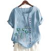 Trendy Ladies' Short Sleeve Top with 11 Colorful Floral Patterns and Round Neck