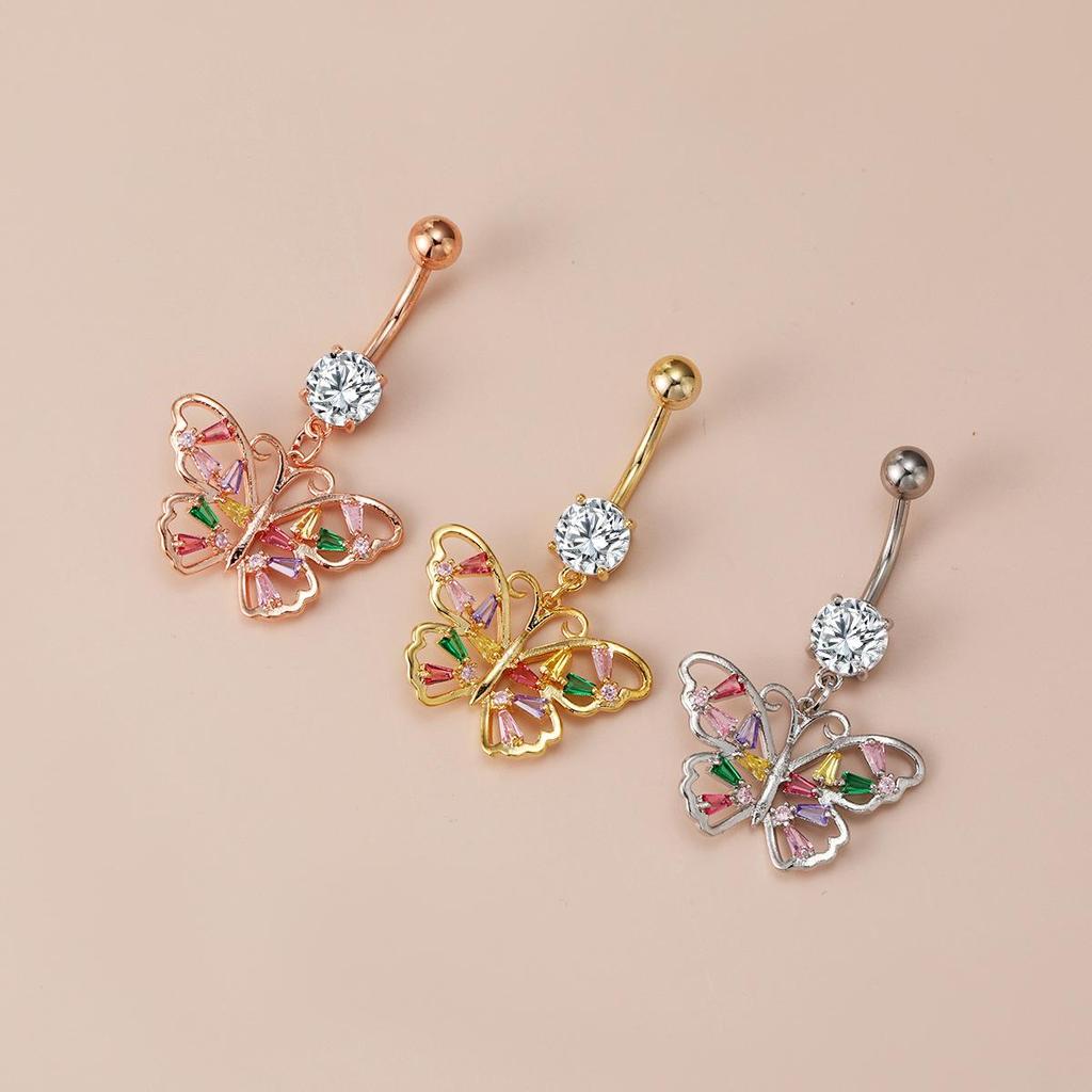 Butterfly Fantasy Zircon Belly Button Ring - Trendy European & American Style