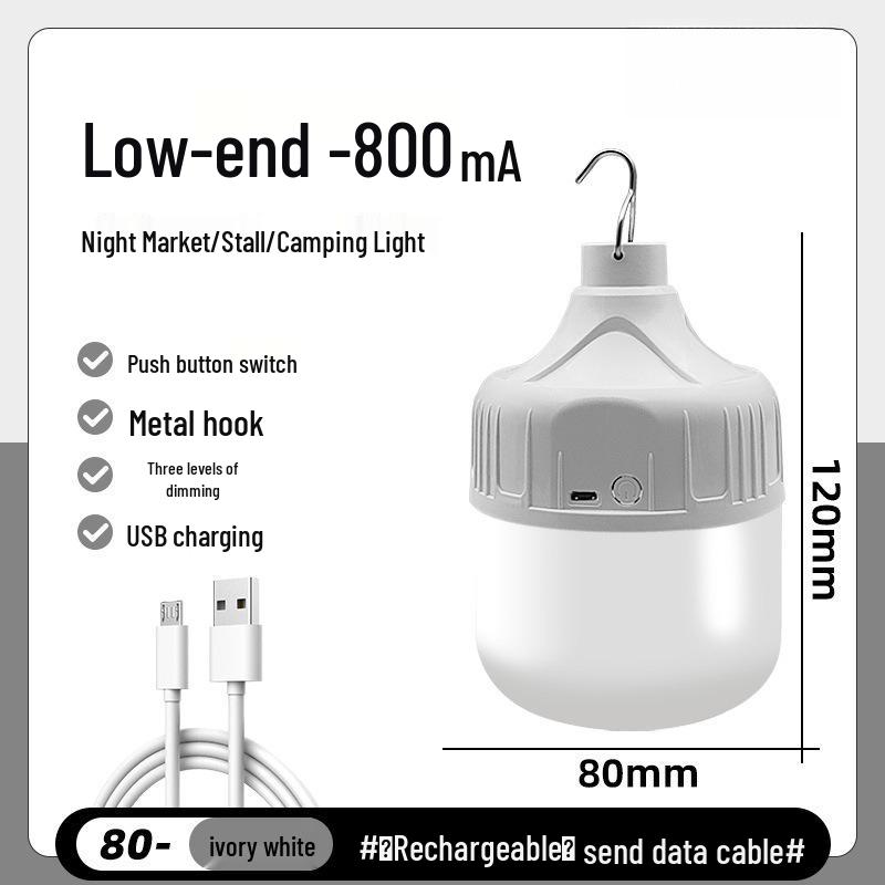 Rechargeable LED Emergency Light Bulb for Outdoor Stalls and Camping - Energy-Saving Wireless Lamp