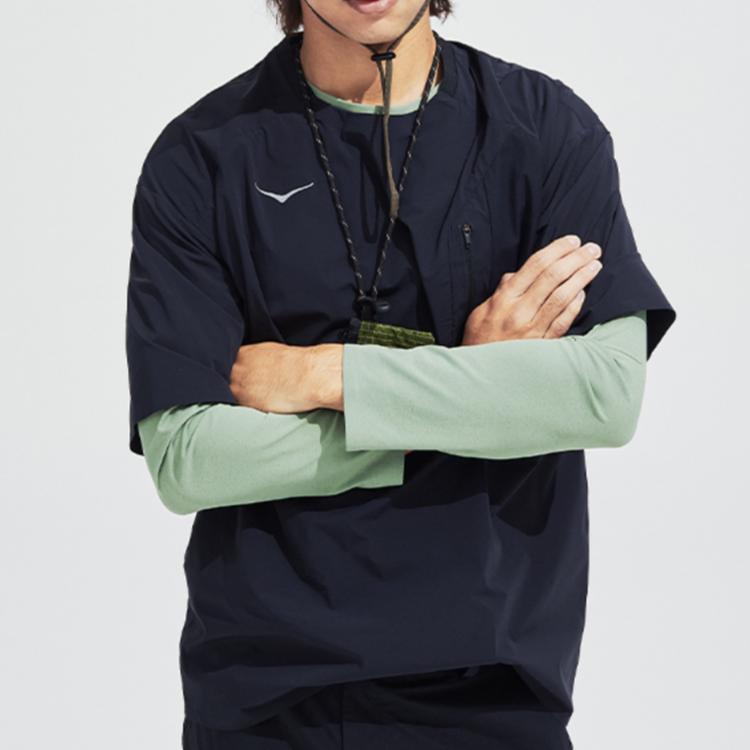 HOKA One One Outdoor Tech Трикотажная футболка с коротким рукавом Мужские топы Черный 1173655