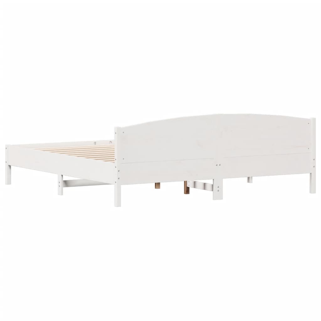 Vidaxl Rama Łóżka Bez Materaca, Biała, 180X200 Cm, Lite Drewno Sosnowe