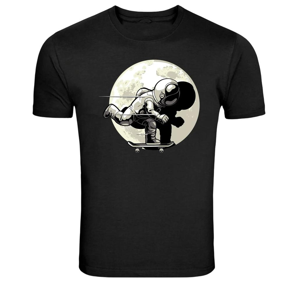 Astronaut Skateboarding Moon Silhouette Graphic T-Shirt