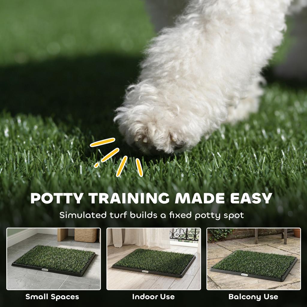 Dog Grass Pee Pad with Tray, Dog Toilet Tray with 2 Artificial Grass Mats, Portable Puppy Training Toilet