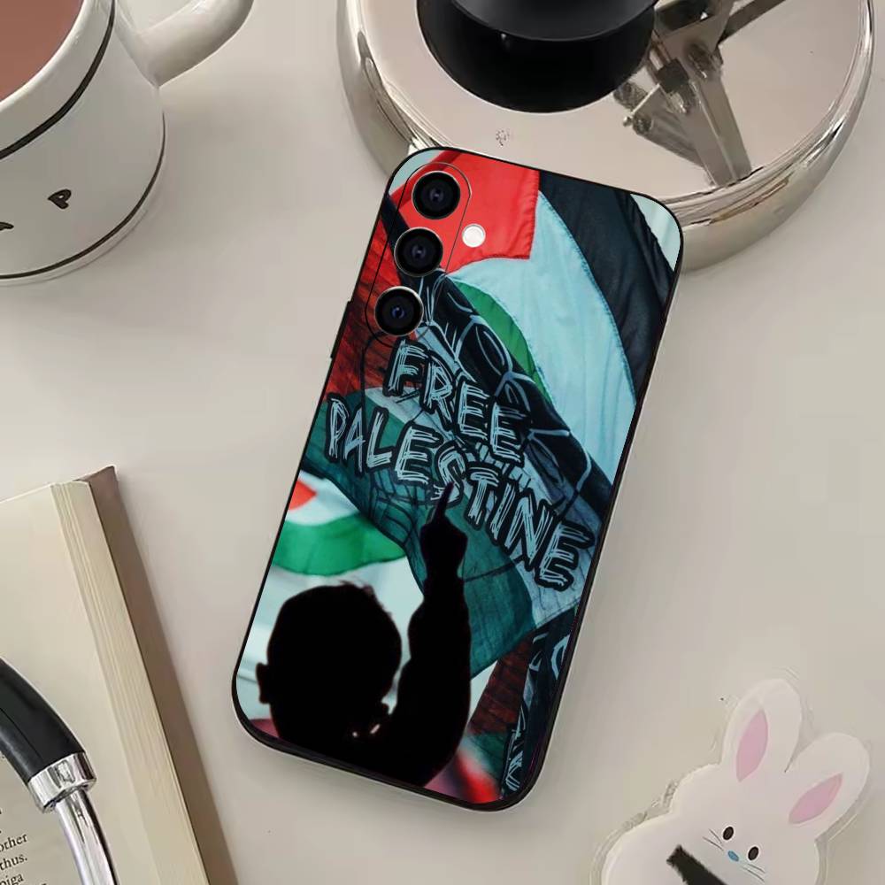 Чехол для телефона с картой и флагом Палестины для Samsung Galaxy A73, A72, A71, A70, A53, A52, A51, Других Мягкий черный чехол