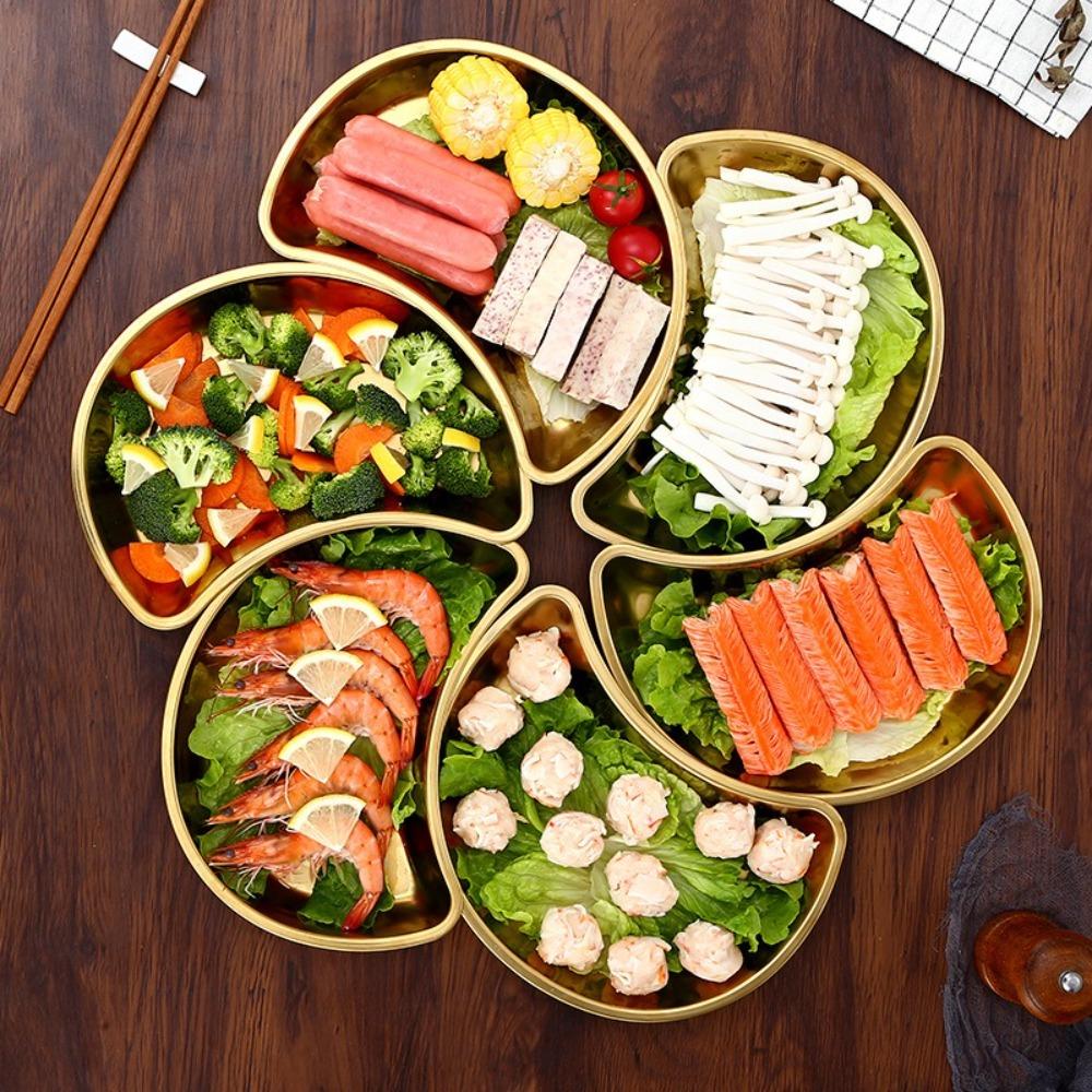 Mutifunctional Half-Moon Metal Trays Funny Child Plate Dinnerware Vegetable Plate Family Reunion