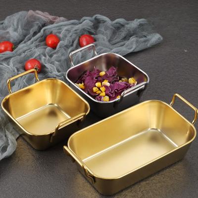 Квадратная тарелка из нержавеющей стали с крышкой, прямоугольная кастрюля для хранения продуктов, поднос для коммерческой посуды, большой освежающий контейнер для ланч-бокса