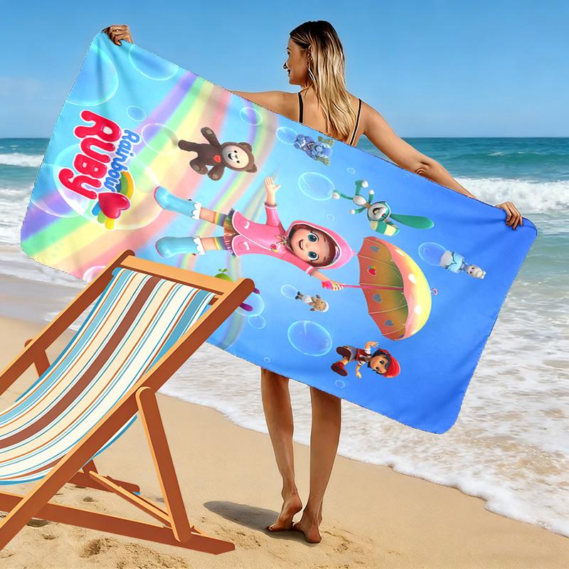 Rainbow Ruby Print Beach Towel, Large Soft Quick Dry Towel for Beach Camping Swimming