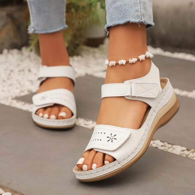 Plus Size Female Shoes Open Toe Women's Sandals Outdoor Casual Sandals Women Round Toe Hollow Wedges Shoes Women