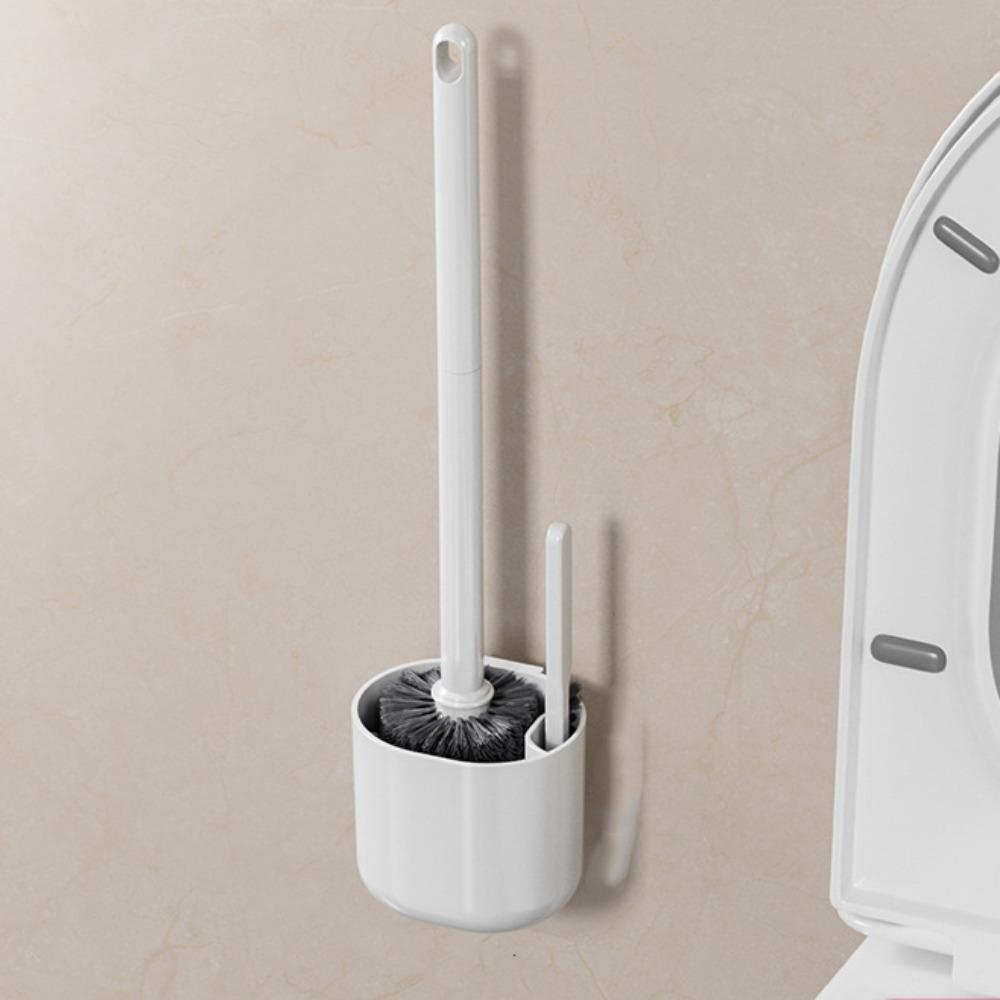 Wall Mounted Toilet Brush Set Durable Toilet Scrubber No Dead Corners Cleaning Brush Bathroom