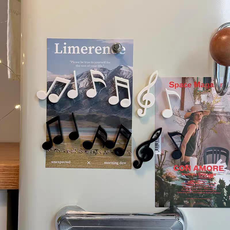 6 шт. Персонализированные и забавные черно-белые магниты на холодильник с музыкальными нотами, милые креативные магниты на холодильник для записок, декоративные