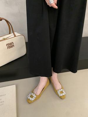 Вечерний бриз нежная черная женская юбка ощущение французский нишевый одна педаль квадратная пряжка стразы средний каблук вечерние туфли