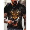 Summer Round Neck 3D Tiger Print Top Fashionable Casual Short Sleeved Men's T-shirts