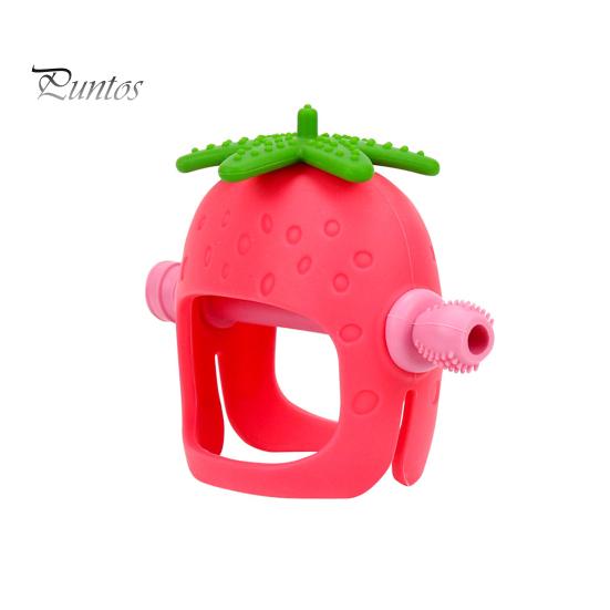 Игрушка для прорезывания зубов у детей от 0 до 24 месяцев. Облегчает боль в деснах с помощью прорезывателя в форме клубники. Пищевой силикон. Легко моется. Игрушка-поезд для облегчения прорезывания зубов.