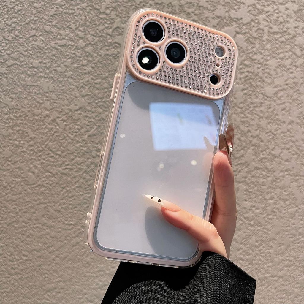 Diamond Camera Lens Transparency Phone Case for iPhone 17 16 15 14 13 Pro Max TPU + Acrylic Shockproof Protection Cover