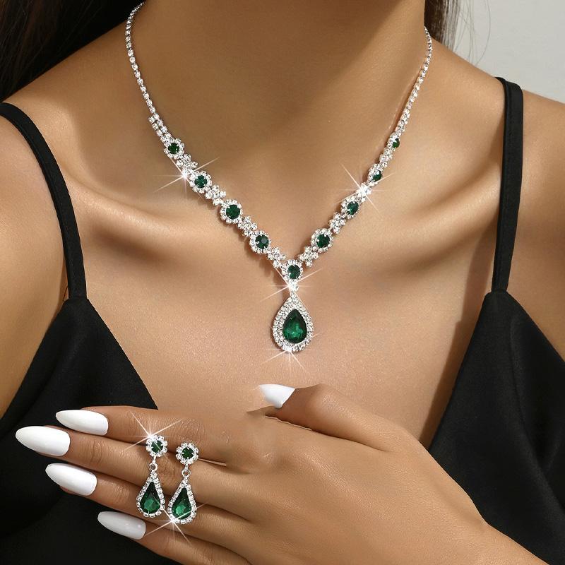 1 комплект ожерелья элегантные стразы роскошный декор для вечеринки модный праздничный подарок серьги комплекты ювелирных изделий