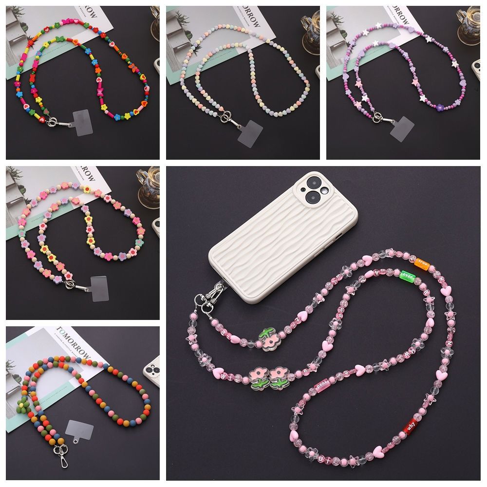 Beads Crossbody Phone Strap Candy Color Phone Neck Straps Mobile Phone Lanyard  Phone Case Hanging